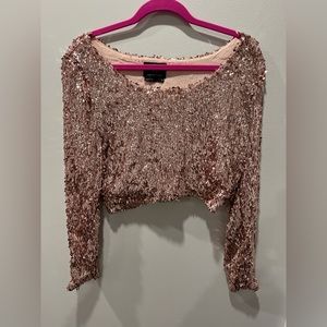 Pink nasty gal sequin crop top size medium